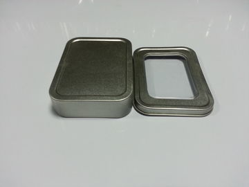 بطارية ساحة معدن القصدير حاوية مع بولي كلوريد الفينيل نافذة / تين صناديق، 109 * 79 * 25MM
