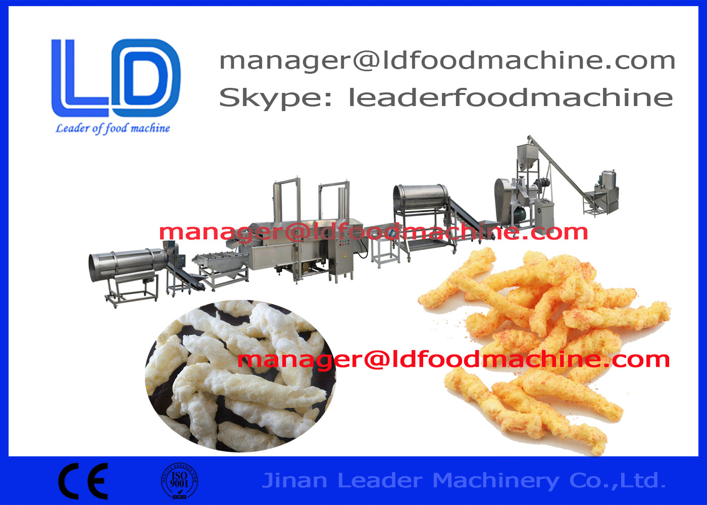 Cheetos/Niknak/Kurkure يجعل آلة, صلب الذى لا يصدأ Cheetos آلة 125kg/h 230kg/h